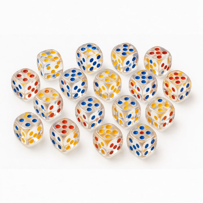 Set 18Pz Dadi da Gioco 15 mm a 6 Facce Per Giochi da Tavolo, Scuola, Attività