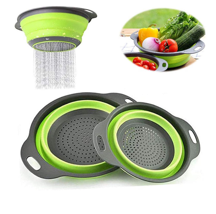 Set 2 scolapasta cestello in silicone pieghevole ripiegabile multiuso 29.5 cm 67647