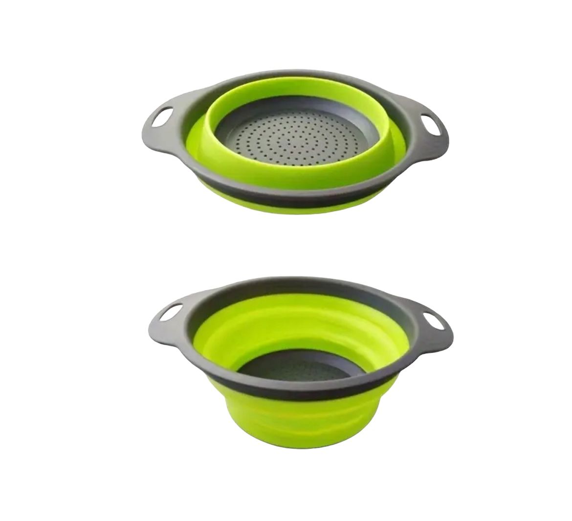 Set 2 scolapasta cestello in silicone pieghevole ripiegabile multiuso 29.5 cm 67647