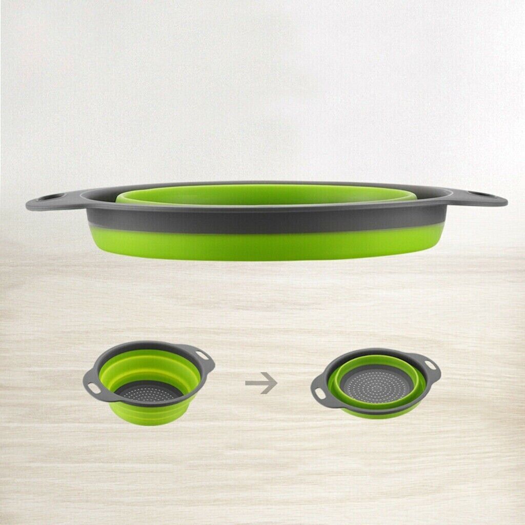 Set 2 scolapasta cestello in silicone pieghevole ripiegabile multiuso 29.5 cm 67647