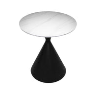 Set 2 tavolini da salotto basso Punto con piano effetto marmo bianco e gambe in metallo nero