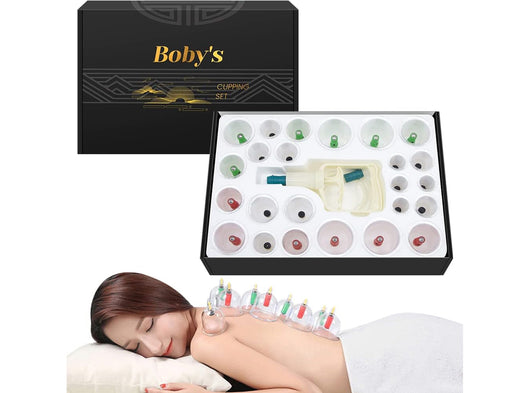 Set 24 Pezzi Coppettazione per Massaggio Corporeo Sottovuoto Sollievo dal Dolore Muscolare alla Schiena Strumento Professionale per Agopuntura in Plastica per Uso Domestico