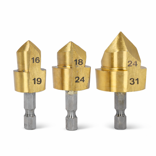 Set 3 Punte Trapano PPR a Gradini per Riparazione Tubi Acqua 16–31 mm | 71515