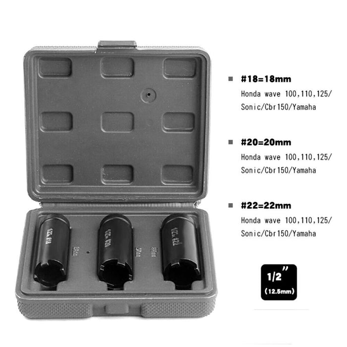 Set 3PZ Chiave smonta e blocca dadi frizione moto manicotti quattro denti 22774