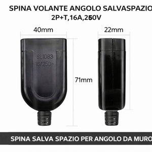 Set 4 Adattatori Presa Femmina Universale 10A/16A Spina Salvaspazio Casa Ufficio