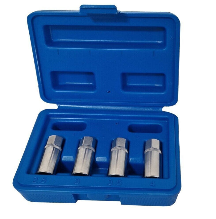 Set 4 PZ Estrattori Per Prigionieri a Rullo Rimozione Vite Spezzate Attacco 1/4"