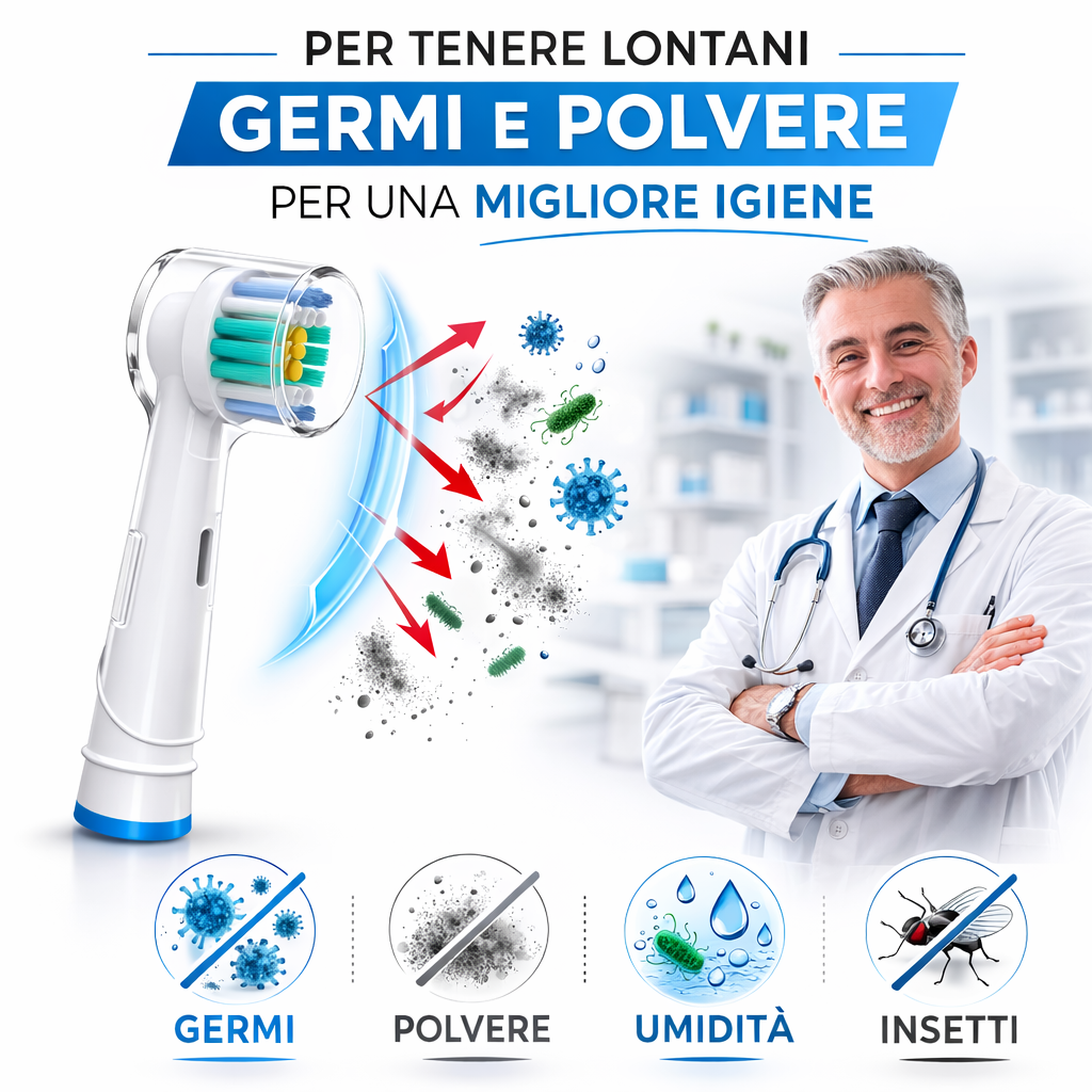 Set 4 Pezzi Copri Testina per Spazzolino Elettrico Universali Cappucci Protezion