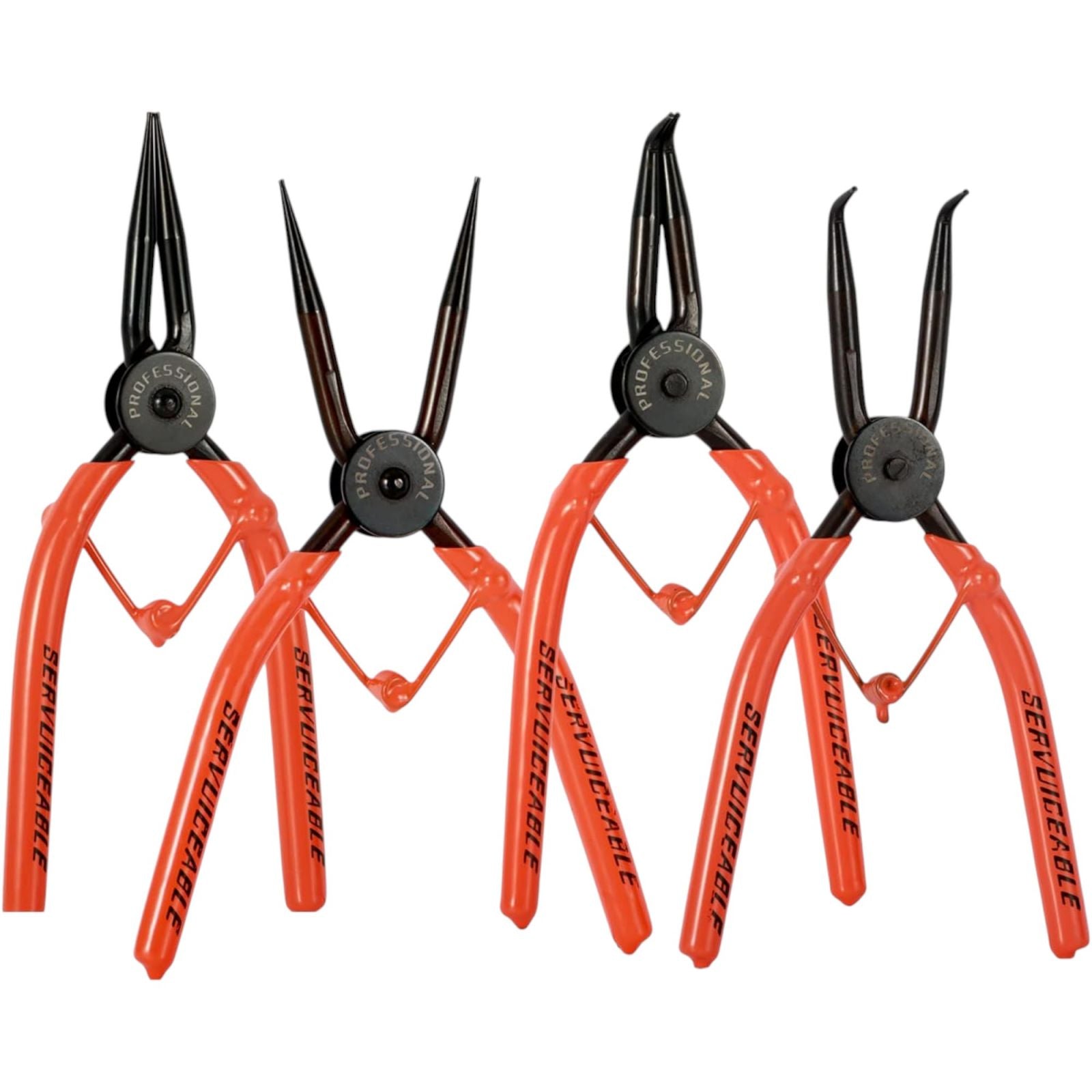 Set 4 Pinze Per Anelli Elastici 7'' Interni/Esterni Dritte/Angolo 90° +custodia