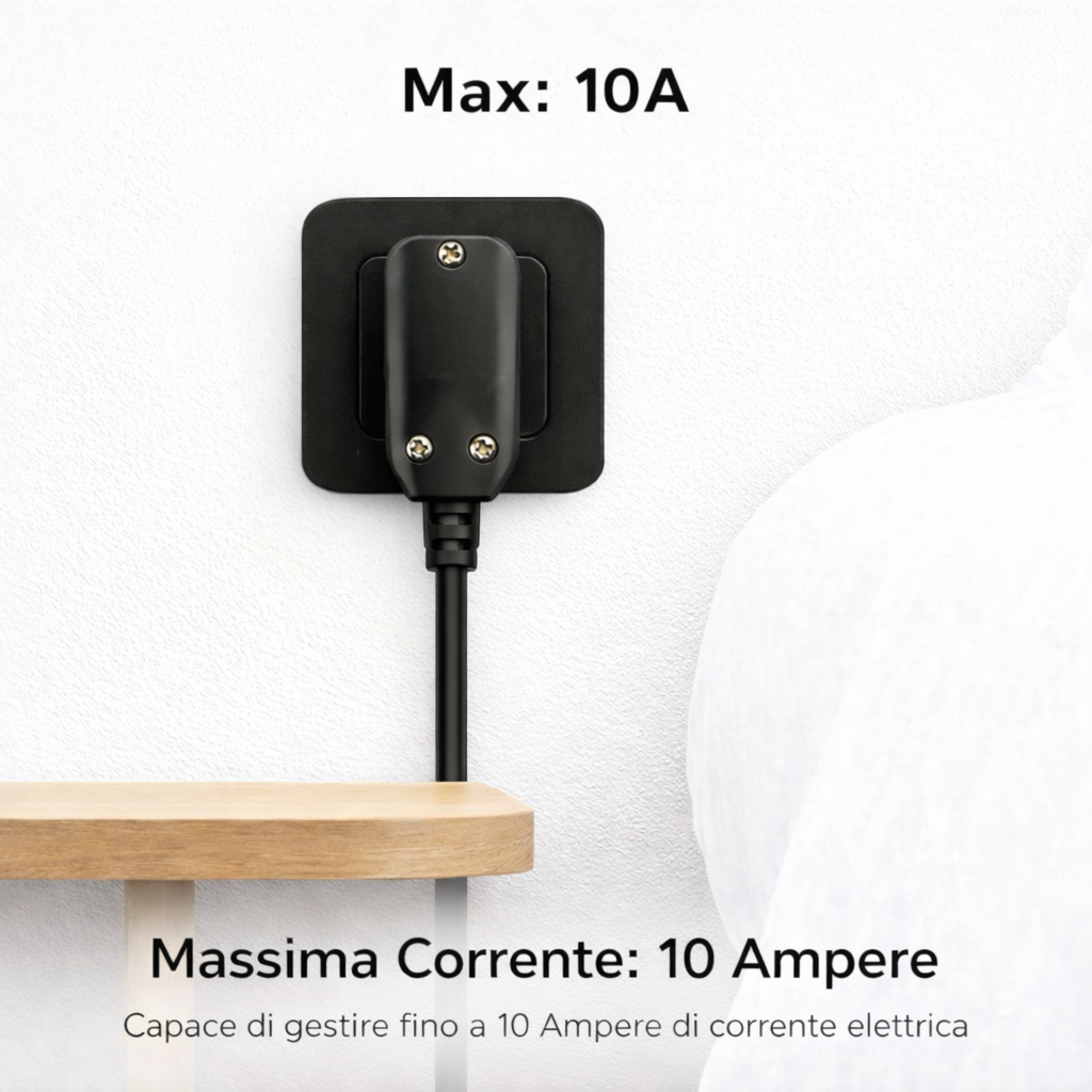 Set 4 Spina Presa Elettrica Salvaspazio Ultrapiatta 90° 2P+T 10A 250V 1028AN