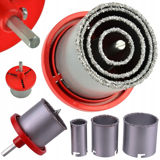 Set 4 frese fresa a tazza carotatrice diamantata muro marmo da 33 a 73mm 02126