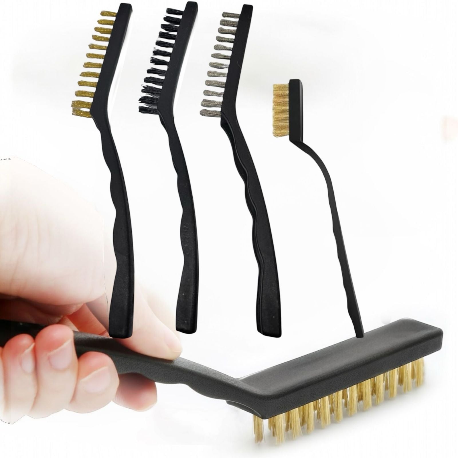 Set 4 spazzole metalliche per pulizia vernice saldatura delle scorie e ruggine