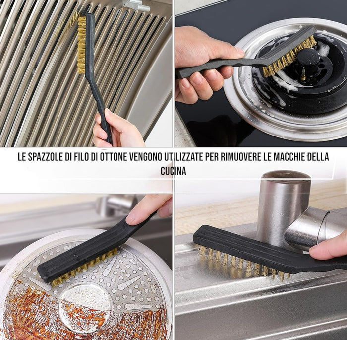 Set 4 spazzole metalliche per pulizia vernice saldatura delle scorie e ruggine