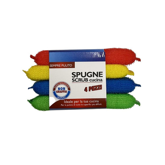Set 4 spugne scrub multicolor per cucina