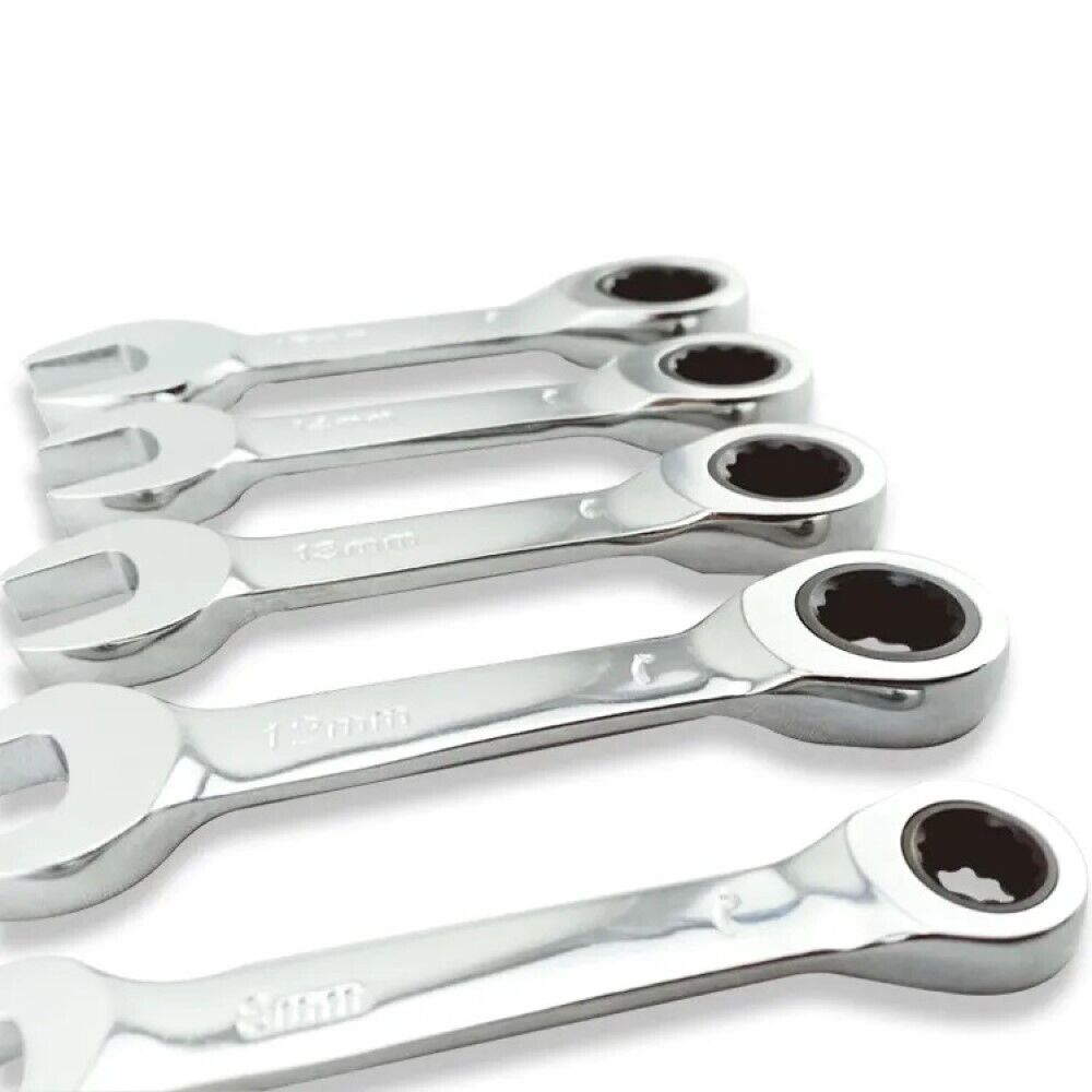 Set 5 chiavi combinate Cr-V fisse a cricchetto 10 12 13 17 e 19mm Art. 01083