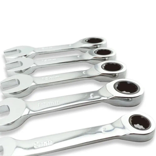 Set 5 chiavi combinate Cr-V fisse a cricchetto 10 12 13 17 e 19mm Art. 01083