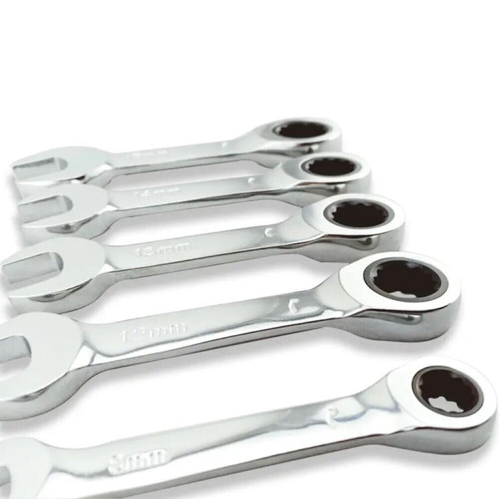 Set 5 chiavi combinate Cr-V fisse a cricchetto 10 12 13 17 e 19mm Art. 01083