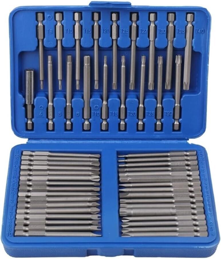 Set 50 punte extra lunghe torx stella esagonale e forma U per trapano avvitatore