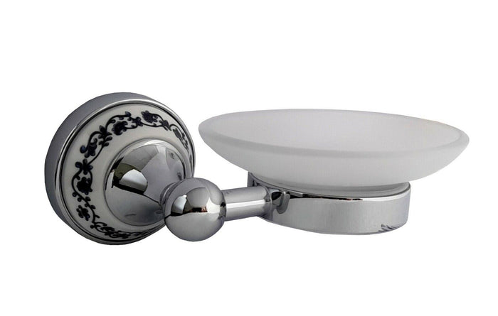 Set 6 accessori da bagno cromo cromati e vetro satinato arredo vintage 52438