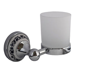 Set 6 accessori da bagno cromo cromati e vetro satinato arredo vintage 52438