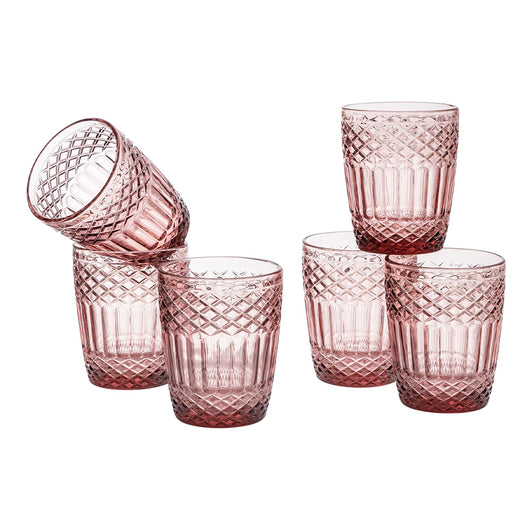 Set 6 bicchieri acqua 300 ml Agadir vetro sfaccettato cipria
