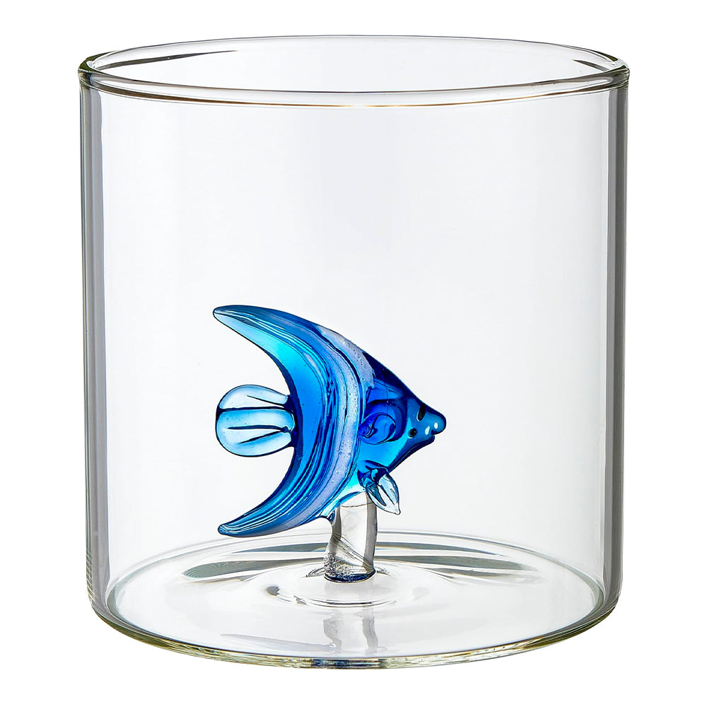 Set 6 bicchieri animaletti vetro borosilicato (anatra, pesce, gallo, scoiattolo, uccellino, lumaca)