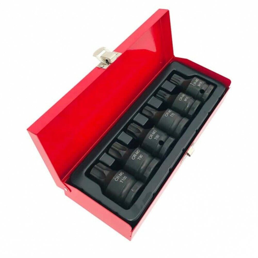 Set 6pz chiavi a bussola TORX IMPATTO 3/4" M16 M18 T70 T80 T90 T100 Art.07229