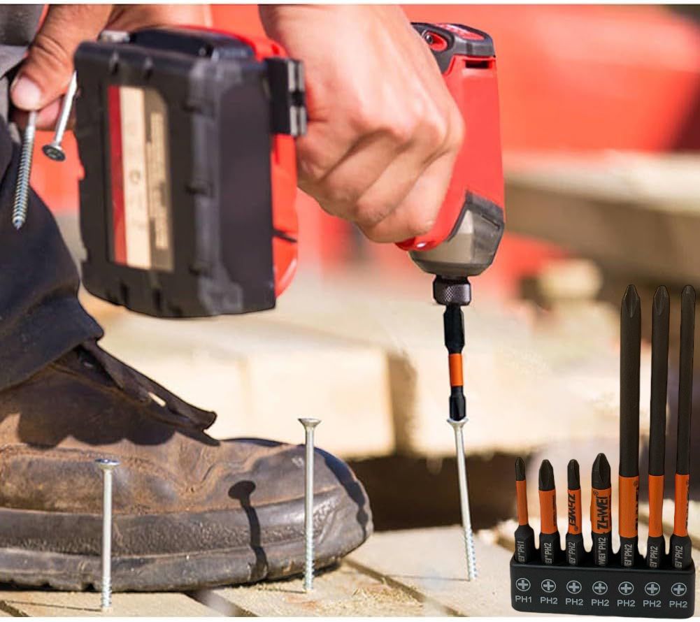 Set 7 Punte Magnetiche PH1 PH2 per Trapano Avvitatore Attacco 1/4" 07573