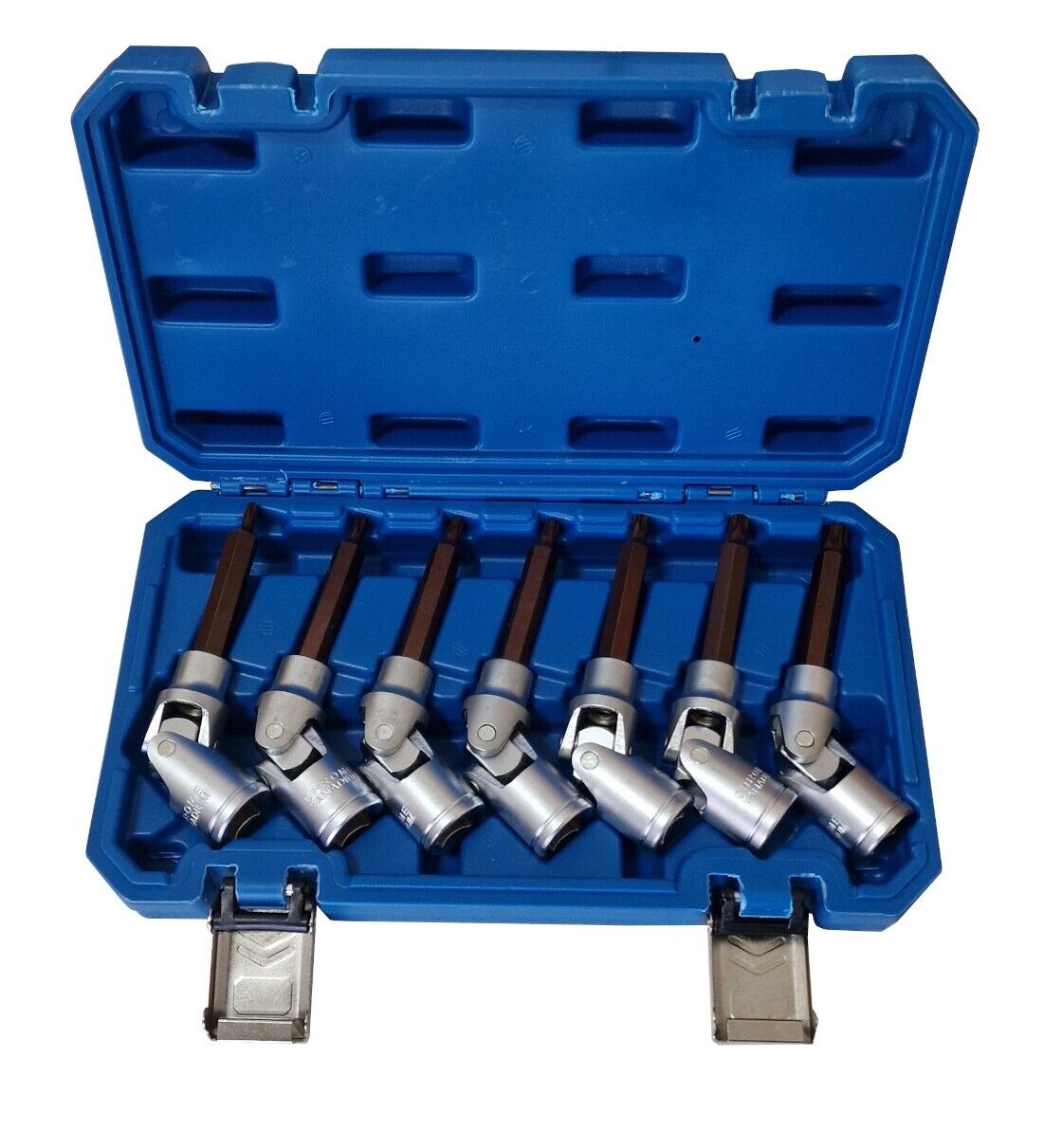 Set 7 chiavi snodate a bussola TORX 1/2" con snodo T25 T27 T30 T35 T40 T45 T50