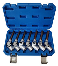 Set 7 chiavi snodate a bussola esagonali attacco 1/2" con snodo H5 6 7 8 9 10 12