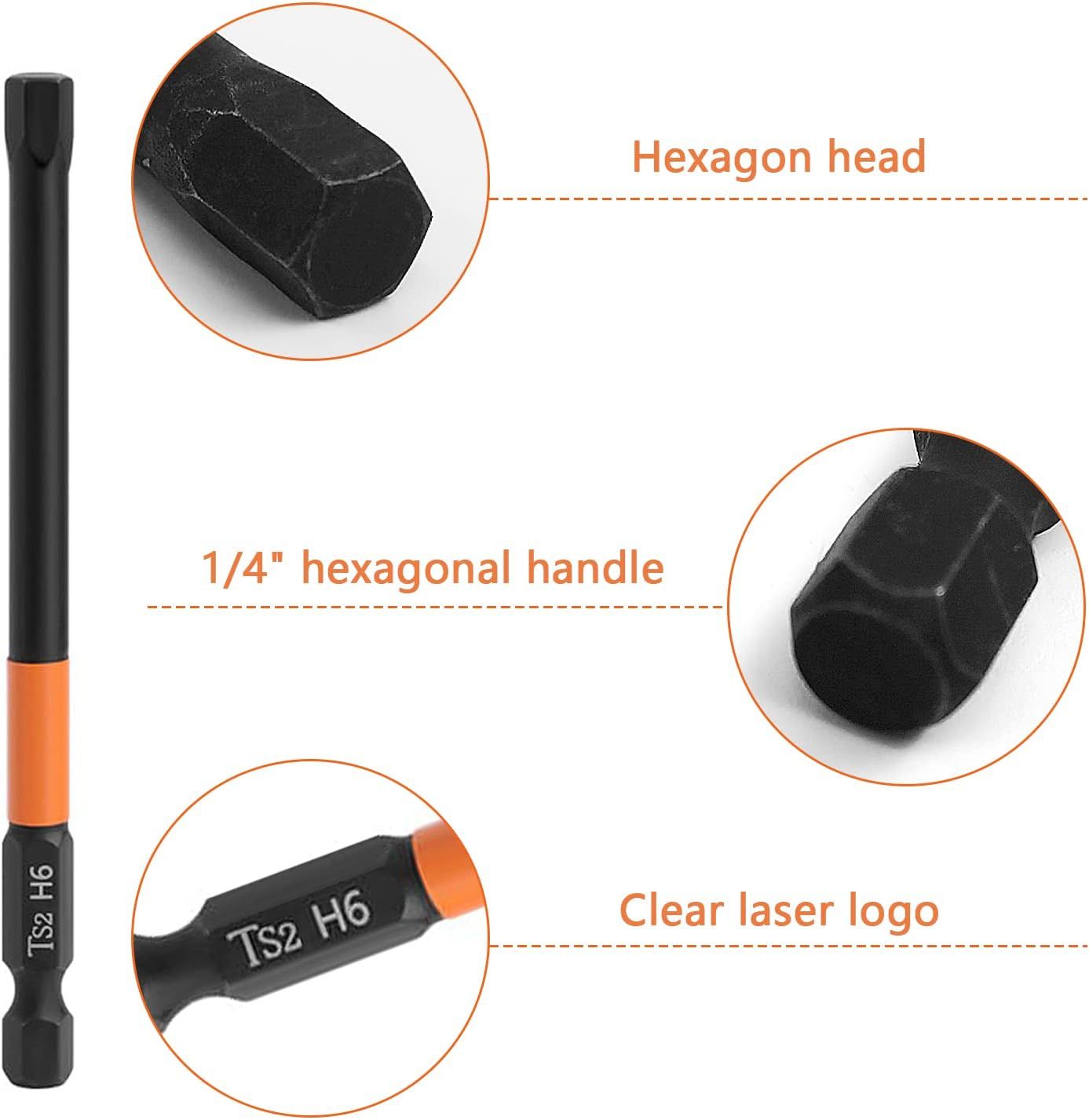 Set 7 punte esagonali per Trapano Avvitatore H1.5 H2 H2.5 H3 H4 H5 H6 da 1/4''