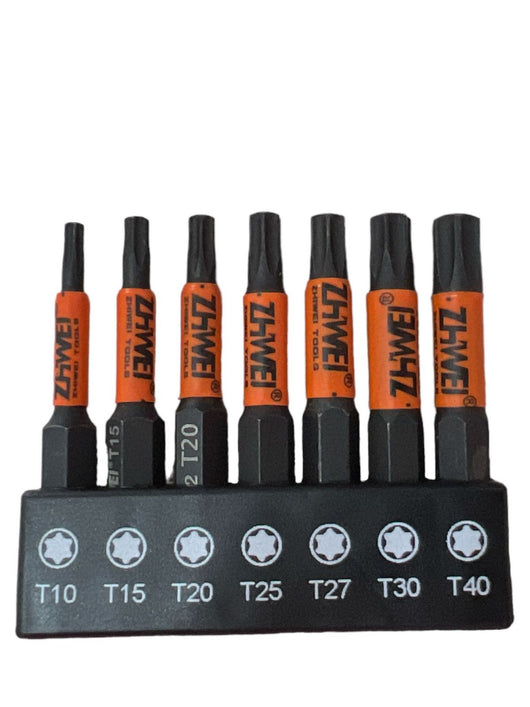 Set 7 punte esagonali per Trapano AvvitatoreT10 T15 T20 T25 T27 T30 T40  1/4"570