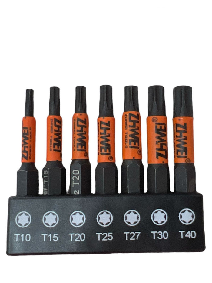 Set 7 punte esagonali per Trapano AvvitatoreT10 T15 T20 T25 T27 T30 T40  1/4"570