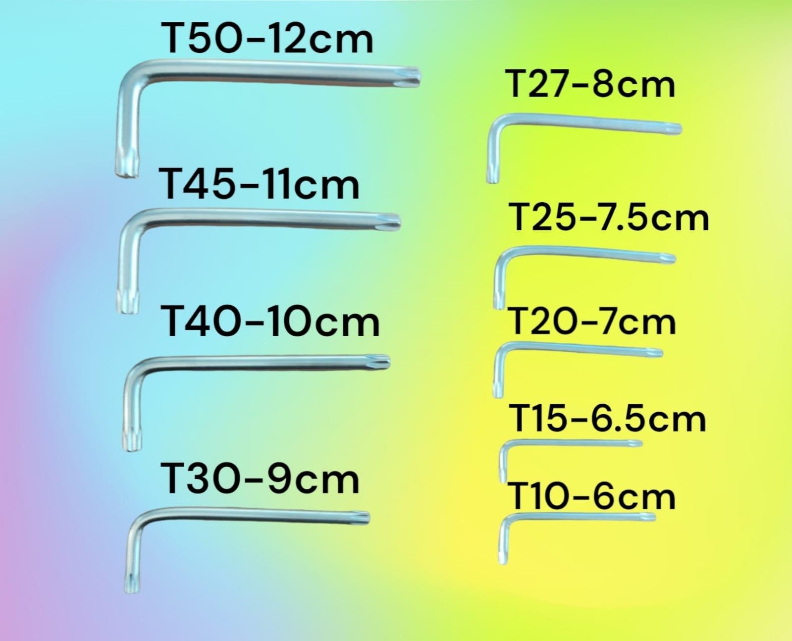 Set 9 Chiavi Torx a L Corte Tascabili Cromo Vanadio Chiavi Da T10 a T50 YX-1001