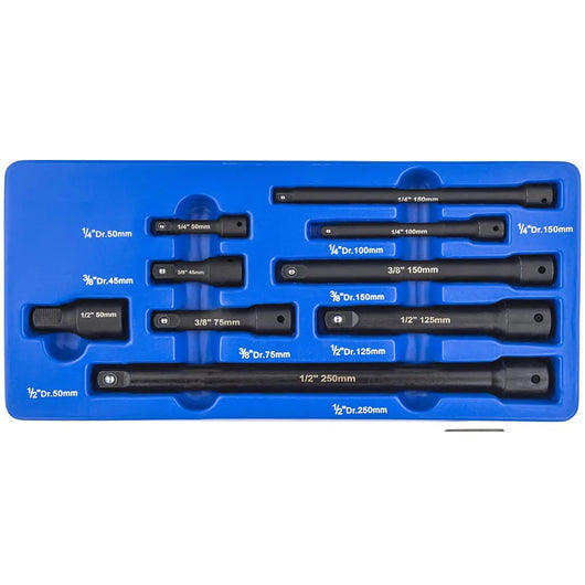 Set 9 Prolunghe chiave Per cricchetto a bussola 1/4 "3/8" 1/2'' da 50mm a 250mm