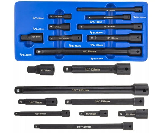 Set 9 Prolunghe chiave Per cricchetto a bussola 1/4 "3/8" 1/2'' da 50mm a 250mm