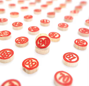 Set 90 Numeri in Legno per Tombola + 90 Coprinumeri Gioco Classico per Famiglia, Natale, Feste
