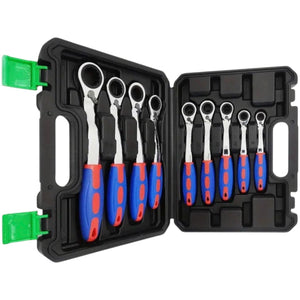 Set 9Pz Chiavi a Cricchetto Reversibili 8-22 mm 72 denti in CR-V manico ergonomico 07809