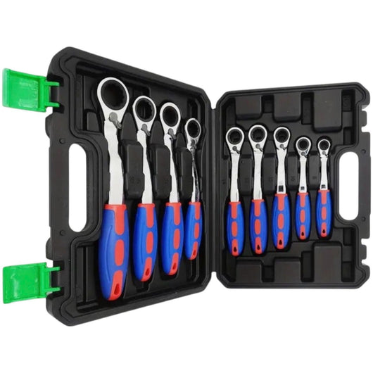 Set 9Pz Chiavi a Cricchetto Reversibili 8-22 mm 72 denti in CR-V manico ergonomico 07809