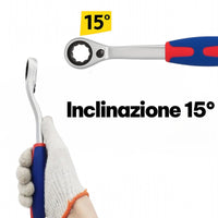 Set 9Pz Chiavi a Cricchetto Reversibili 8-22 mm 72 denti in CR-V manico ergonomico 07809