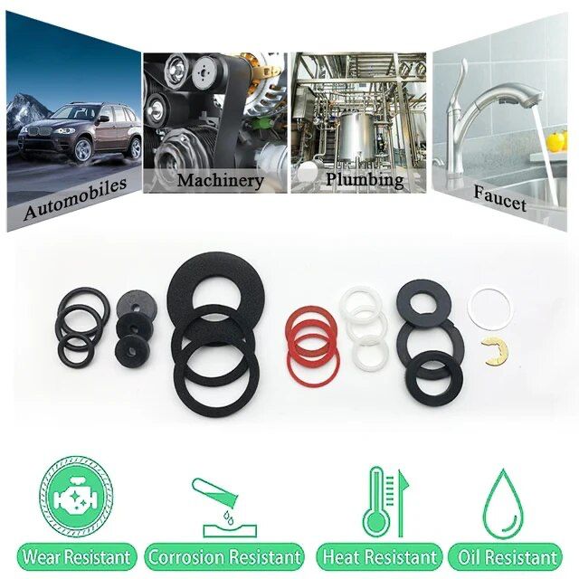 Set Di 125 Rondelle Piatte Rondelle in gomma per Idraulici Rubinetti ART-07522