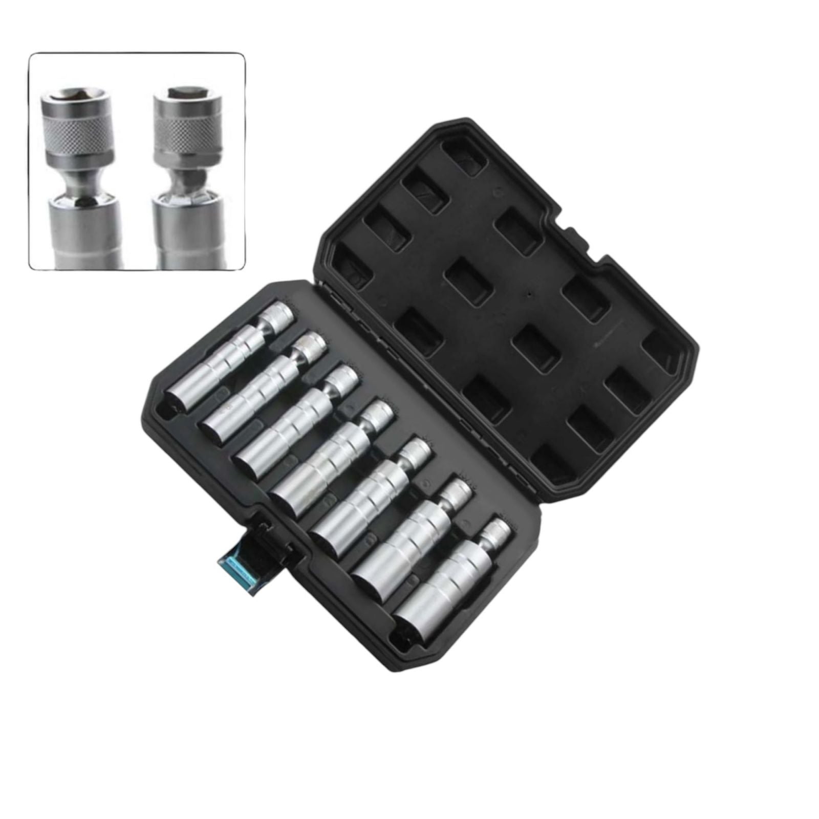 Set Di 7 chiavi a Bussola Lunghe Magnetiche a Snodo Chrome Vanadium Poligonali