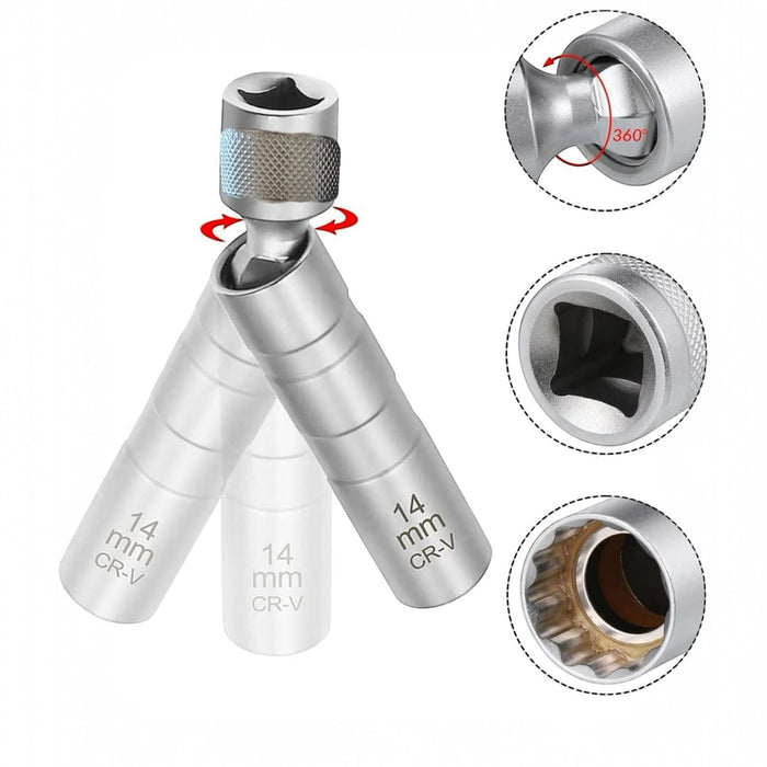 Set Di 7 chiavi a Bussola Lunghe Magnetiche a Snodo Chrome Vanadium Poligonali