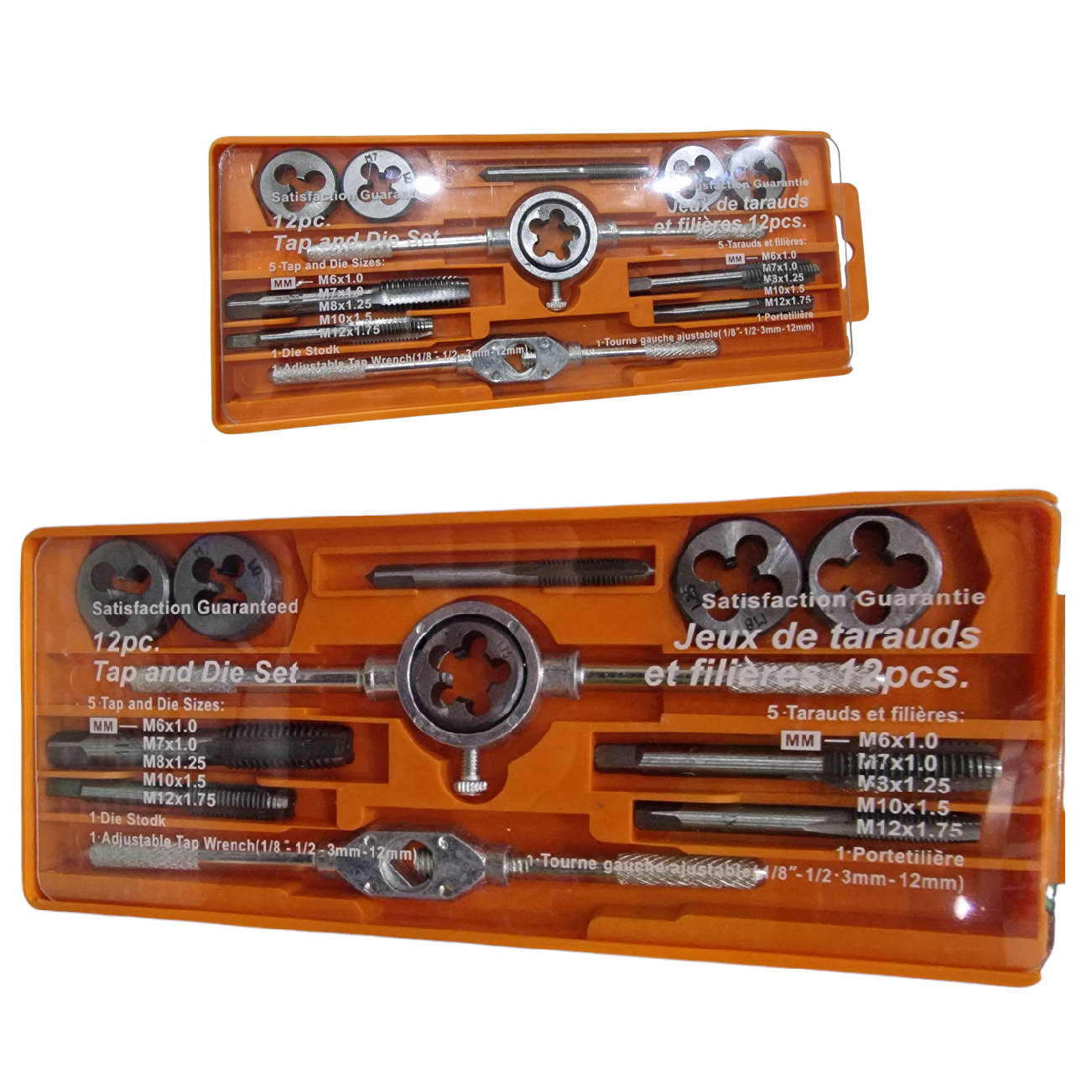 Set Kit Filiera 12 Pezzi in Cassetta Filiere Maschi e Femmine Filettatura