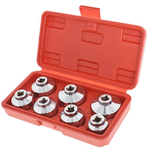 Set Kit di Chiavi a tazza per Filtro Olio 7 Pz Per Chiave a Cricchetto 24-38mm