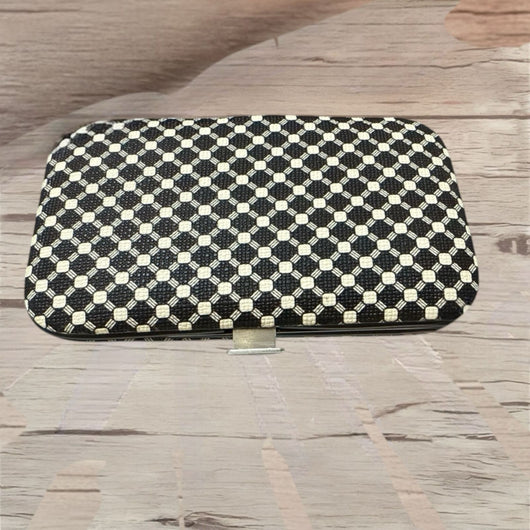 Set Manicure 7 In 1 Professionale Con Astuccio Tascabile Da Viaggio -Art.53162A Nero/Beige