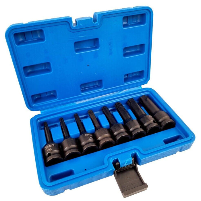 Set chiavi bussole torx attacco 1/2" T30 T80 a impatto lunghe 78mm 07051