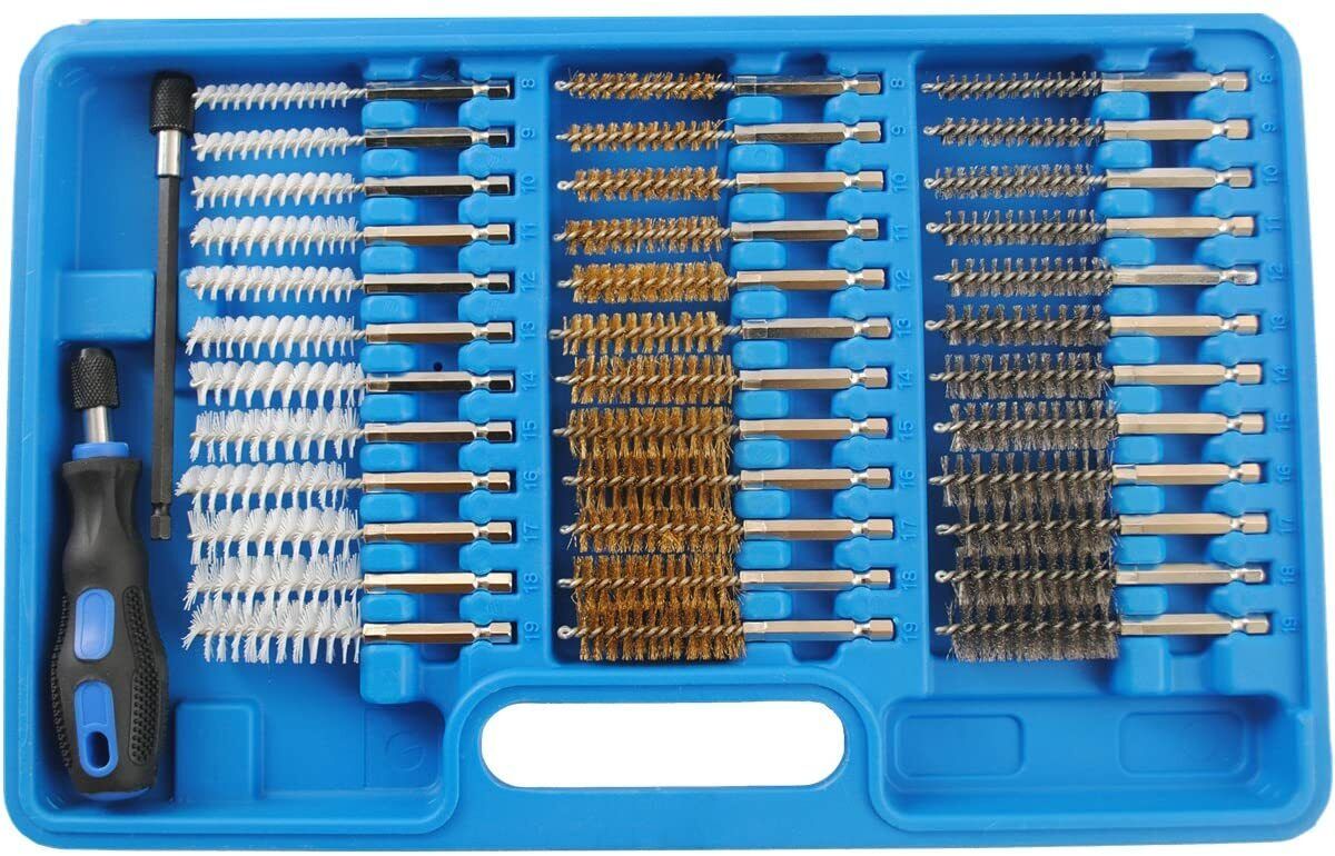 Set completo di 38 scovoli per la pulizia e la sbavatura di cilindri, boccole