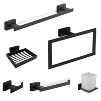 Set da bagno 6 pezzi in acciaio nero e vetro accessori bagno m 87262