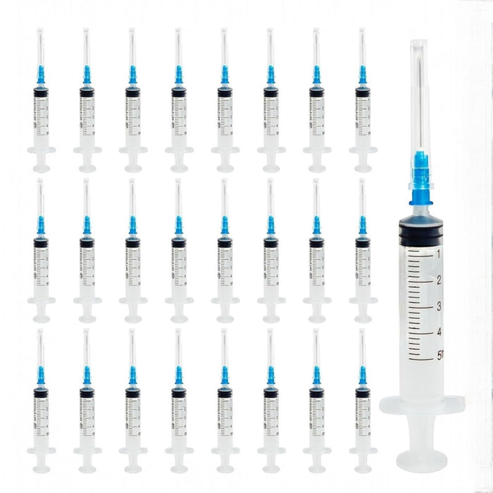 Set di 10 Siringhe Sterili da 5 ml Imbustate Singolarmente con Ago 0.6 x 25 mm