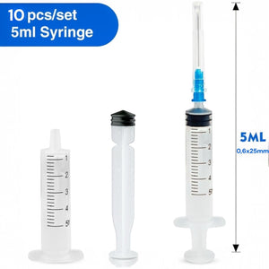 Set di 10 Siringhe Sterili da 5 ml Imbustate Singolarmente con Ago 0.6 x 25 mm